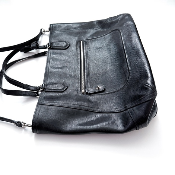 Coach Poppy Textured Black Patent Leather Blair Tote - Picture 5 of 8